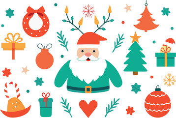 Festive christmas vector collection featuring santa claus and reindeer illustrations for holiday designs vector