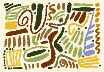 Hand drawn colorful lines flat