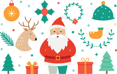 Festive christmas collection vector illustration featuring santa claus reindeer and holiday ornaments scalable eps vector