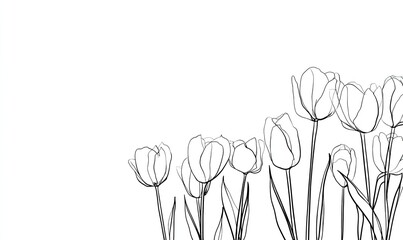 Simple black line drawing of tulips on white background
