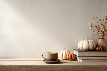 Autumnal still life on a wooden table