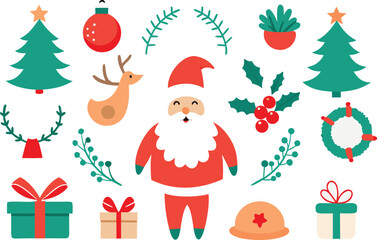 Festive christmas vector collection with santa claus reindeer and ornaments eps scalable illustration vector