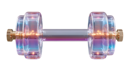 Neon dumbbell isolated on transparent background