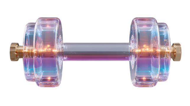 Neon dumbbell isolated on transparent background - Powered by Adobe