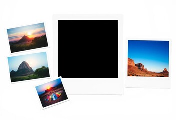 Blank white polaroid frame, isolated on white background, graphic, instant