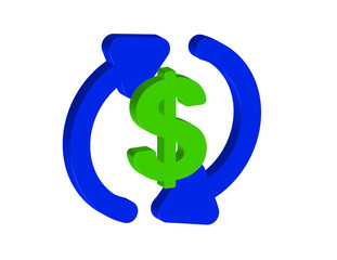 Simple 3D illustration of a money exchange icon. Transparent background, PNG format.