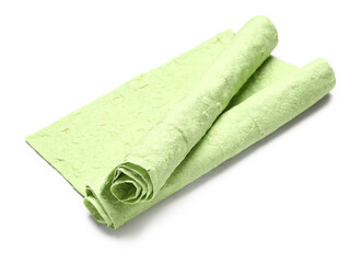 Green lavash on white background
