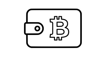 Fototapeta premium Illustration of bitcoin wallet icon, digital currency symbol, cryptocurrency, isolated on white background