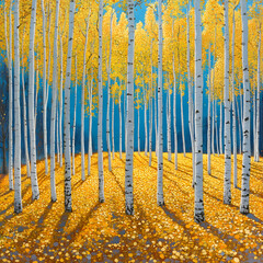 Golden Tranquility: A Sunlt Symphony of Aspen Grovesin Autumn