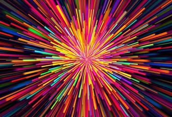 Obraz premium Abstract burst of vibrant color, radiating energy and motion, template, border