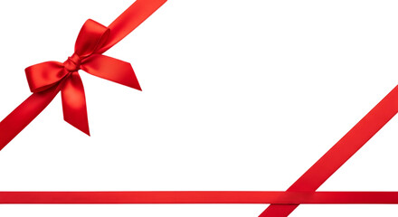Elegant red ribbon and bow isolated on transparent background, perfect for adding a touch of sophistication to your gift and celebratory designs