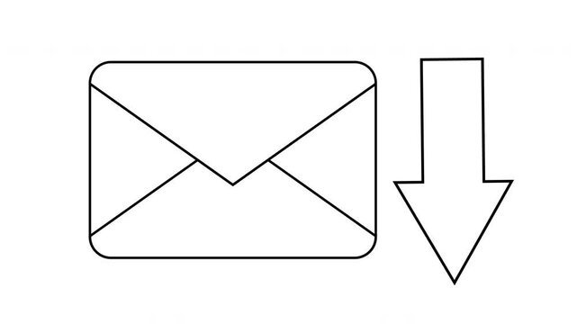 sketch of envelope icon and down arrow icon