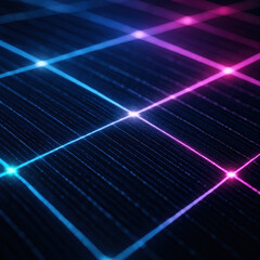 Illuminated Grid: A vibrant digital network, alive with a radiant display of interconnected nodes and lines, suggests an intricate system with high-tech precision.