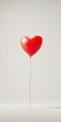 A heart-shaped balloon floats against a plain, light gray background.