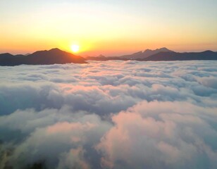 Sunrise over a sea of clouds