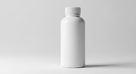 Blank white plastic bottle, studio shot, mockup, product design, packaging.