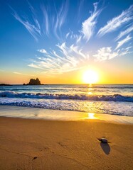 Sunrise over a serene beach