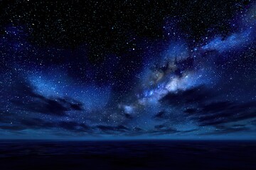 Fototapeta premium Night Sky Over Dark Ocean