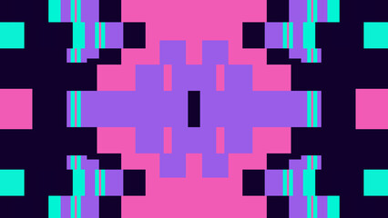 Abstract kaleidoscope symmetrical digital artwork, forming a kaleidoscopic geometric tunnel with pixelated depth and futuristic vibes