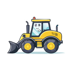 Fototapeta premium A bright yellow heavy-duty toy tractor, a piece of industrial equipment, is isolated on a clean white background