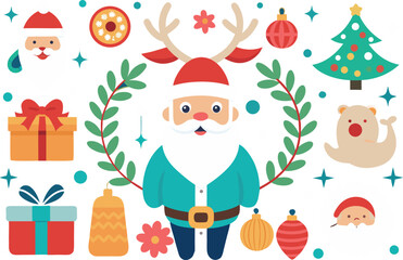 Festive christmas vector bundle featuring santa claus and holiday elements eps vector
