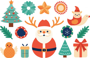Festive christmas vector bundle featuring santa claus and holiday elements for scalable design vector