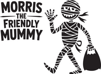 Morris Friendly Mummy Halloween Celebration Illustration Graphic Design Element