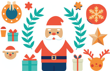 Festive christmas santa claus vector bundle illustration scalable eps icon holiday decoration vector