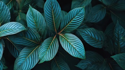 Close Up Of Teal Leaves With Textured Detail