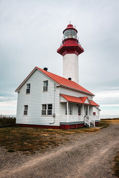 Pointe Mitis Lighthouse on the Saint Lawrence River, Gasp&eacute;sie, Quebec, Canada