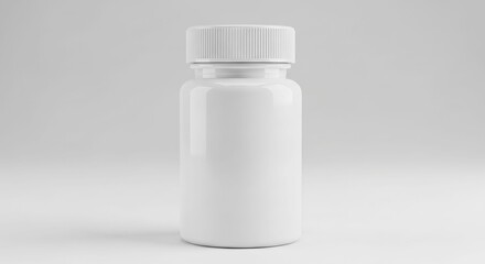 Blank white plastic pill bottle, studio shot, clean background, pharmaceutical container.