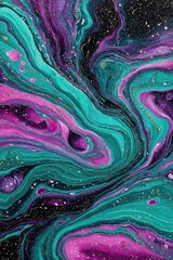 Abstract Colorful Liquid Swirls With Glitter