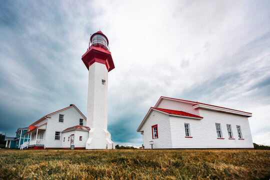 Pointe Mitis Lighthouse on the Saint Lawrence River, Gasp&eacute;sie, Quebec, Canada