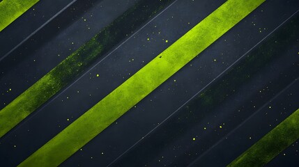 Diagonal lines of dark gray and lime green create an abstract, textured background with scattered specks of light.
