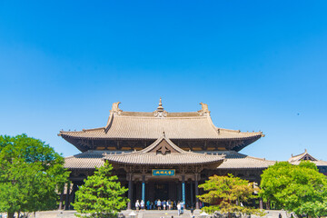 Beautiful scenery of Huayan Temple in Datong, Shanxi Province on a sunny summer day
