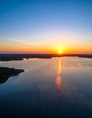 Sunrise over a tranquil lake