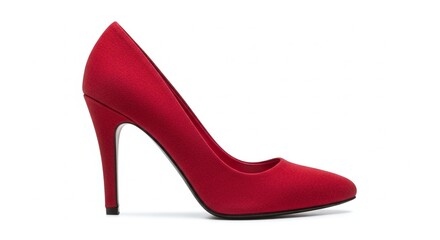 Red High Heel Shoe in Profile View with White Background