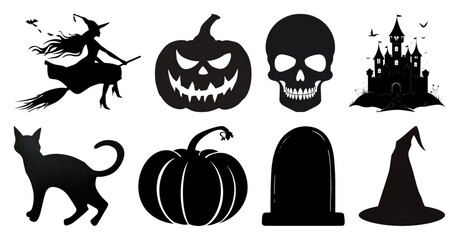 Fototapeta premium Halloween silhouettes spooky decorations