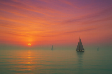Fototapeta premium Twilight Sea in Jade Mist