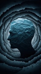 Abstract Head Profile in Dark Blue Hues