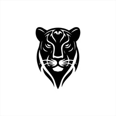Stylized black tiger face emblem on white background