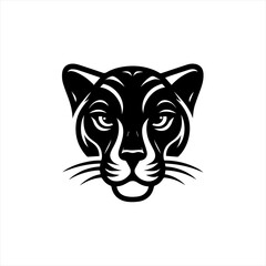 Stylized black panther head logo design