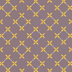 Stylized Diamond-Shaped Floral Pattern with Yellow Petals and Blue Accents – Seamless Abstract Design for Fashion, Packaging, and Surface Decoration