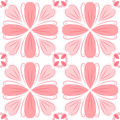 Delicate Pink Floral Motif Seamless Pattern on White – Minimalist Botanical Art for Home Decor and Surface Design