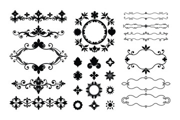 Fototapeta premium Silhouette Border Ornament Collection for Elegant Decorative Designs