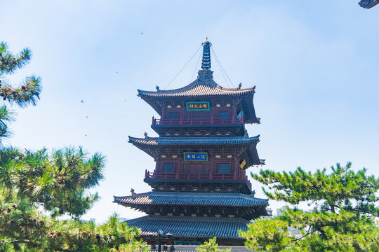 Beautiful scenery of Huayan Temple in Datong, Shanxi Province on a sunny summer day