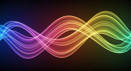 Colorful vector waves fly through the night, an abstract composition evoking feelings of flying and freedom