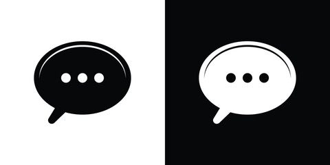 Duo tone speech bubble icons representing conversation or communication in black and white