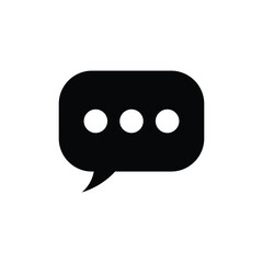 Simple black speech bubble icon with three dots indicating conversation or typing