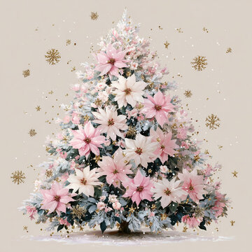 christmas tree with pink fower